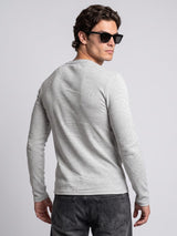 Grey Melange Notch Neck Ribbed Longsleeve Tshirt T-Shirts Fugazee 