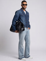 Indigo Blazer Style Cropped Clasped Jacket Jackets Fugazee 