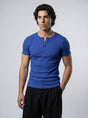 Royal Blue Short Sleeve Henley Tshirt T-Shirts Fugazee 