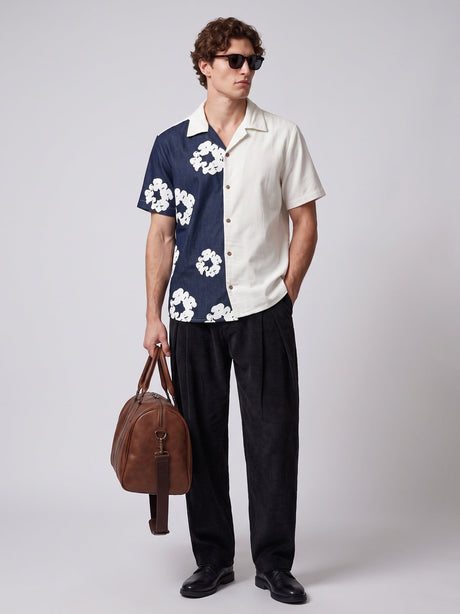 Floral Split Corduroy Denim Shirt Shirts Fugazee 