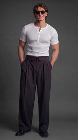 White Ribbed Henley Short Sleeves Tshirt T-Shirts Fugazee 