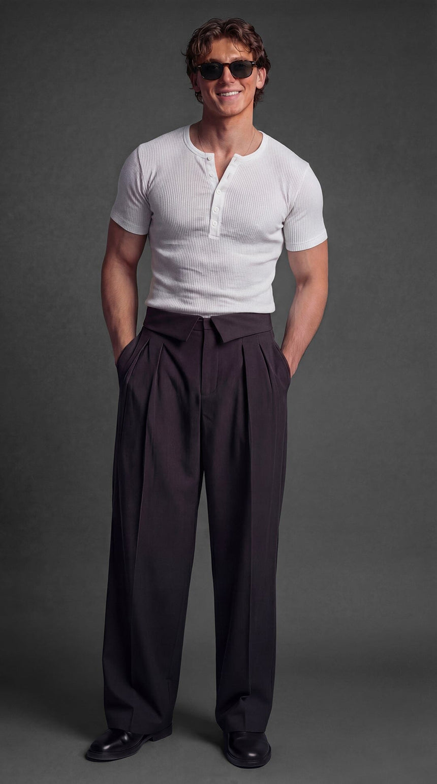 White Ribbed Henley Short Sleeves Tshirt T-Shirts Fugazee 