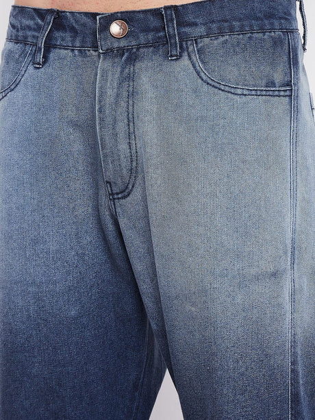 Blue Ombre Washed Flared Denim Jeans Fugazee 