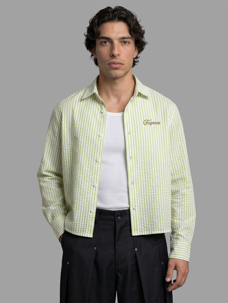 Lime Striped Seersucker Cropped Shirt Shirts Fugazee 