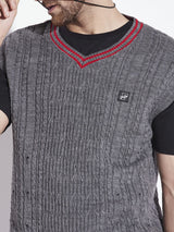Charcoal Knitted Sleeveless Sweater Sweaters Fugazee 