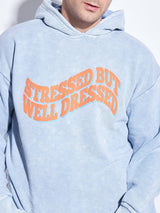 Sky Pigment Washed Graphic Cropped Hoodie