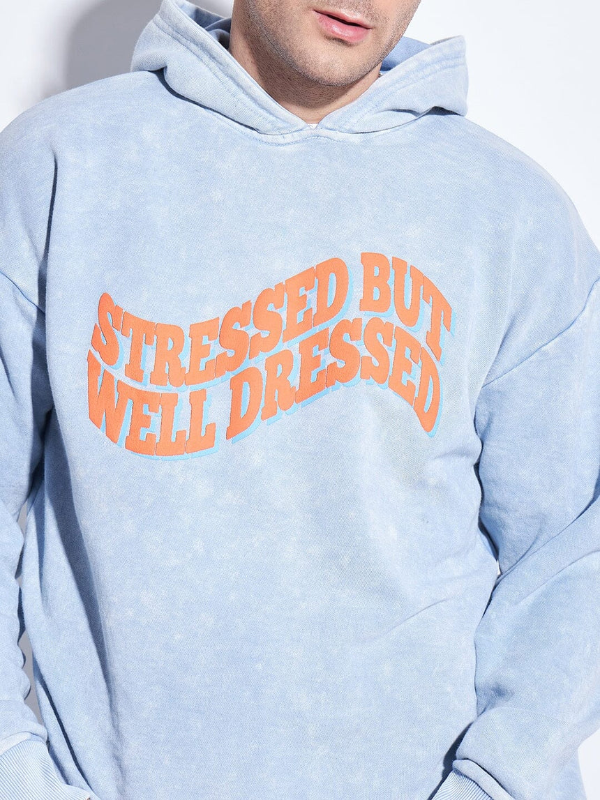 Sky Pigment Washed Graphic Cropped Hoodie