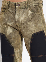 Gravel Washed Carpenter patched Flared Denim Jeans Fugazee 