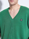 Turf Green Knitted Short Sleeves Cardigan
