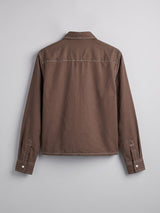 Brown Contrast Stitch Cropped Shirt Shirts Fugazee 