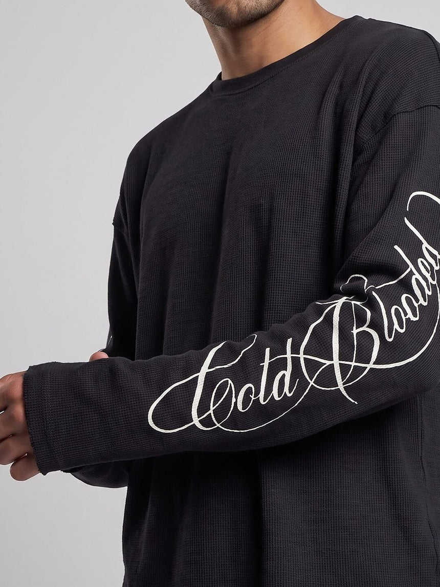 Black Cold Blooded Cropped Waffle Tshirt T-Shirts Fugazee 