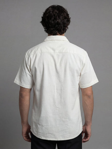 White Palm Embroidery Corduroy Short Sleeves Shirt Shirts Fugazee 