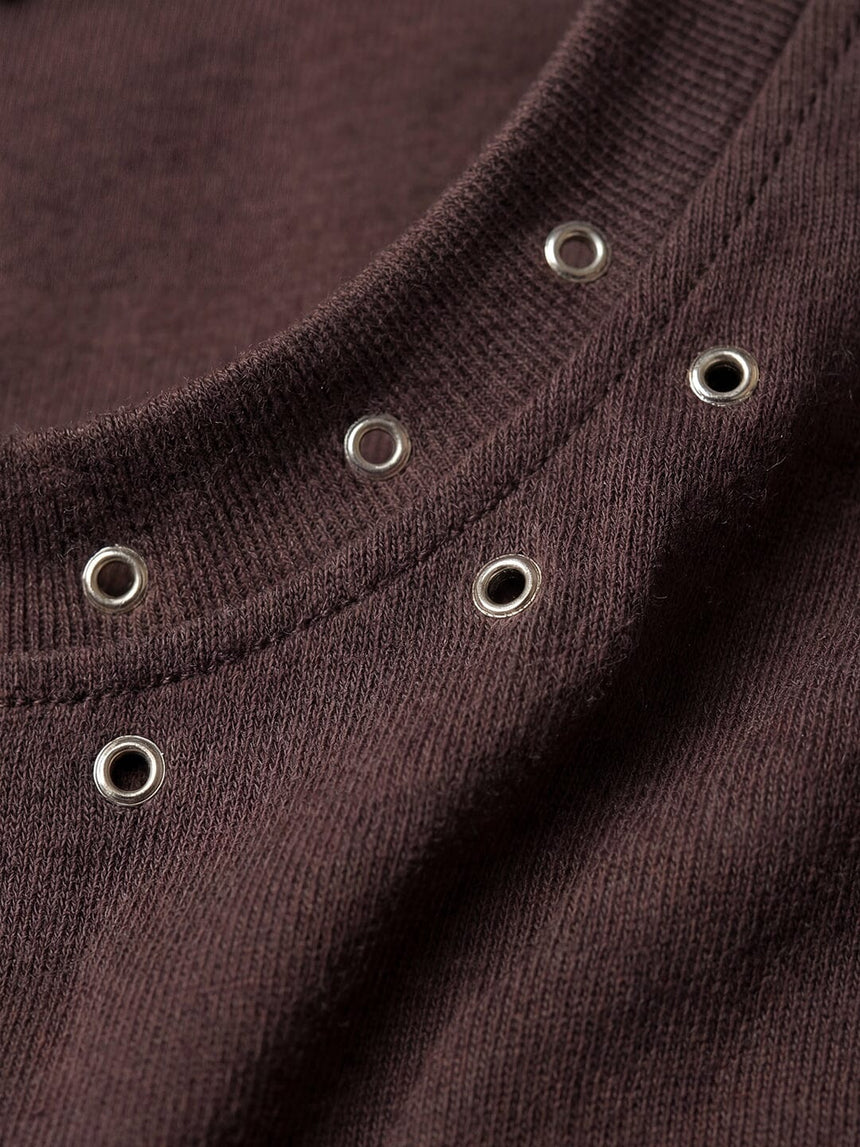 Brown Eyelet Detail Cropped Tshirt T-Shirts Fugazee 