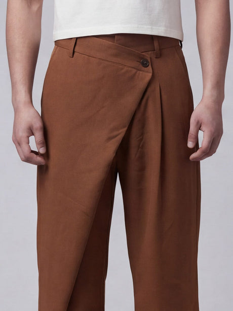 Tan Draped Tailored Trousers Trousers Fugazee 