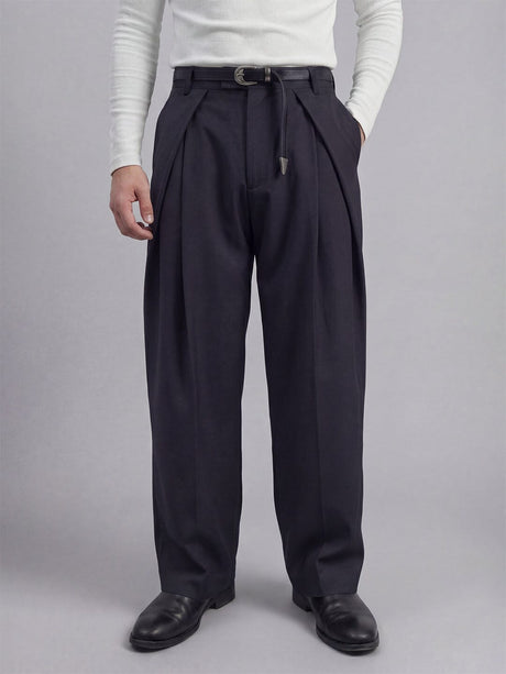 Midnight Grey Pleated Korean Trousers Trousers Fugazee 