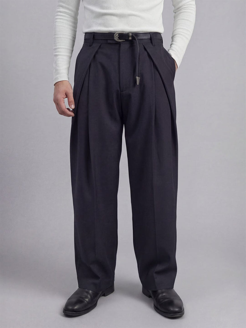 Midnight Grey Pleated Korean Trousers Trousers Fugazee 