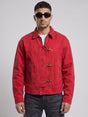 Red Washed Denim Fireman Clasp Jacket Jackets Fugazee 