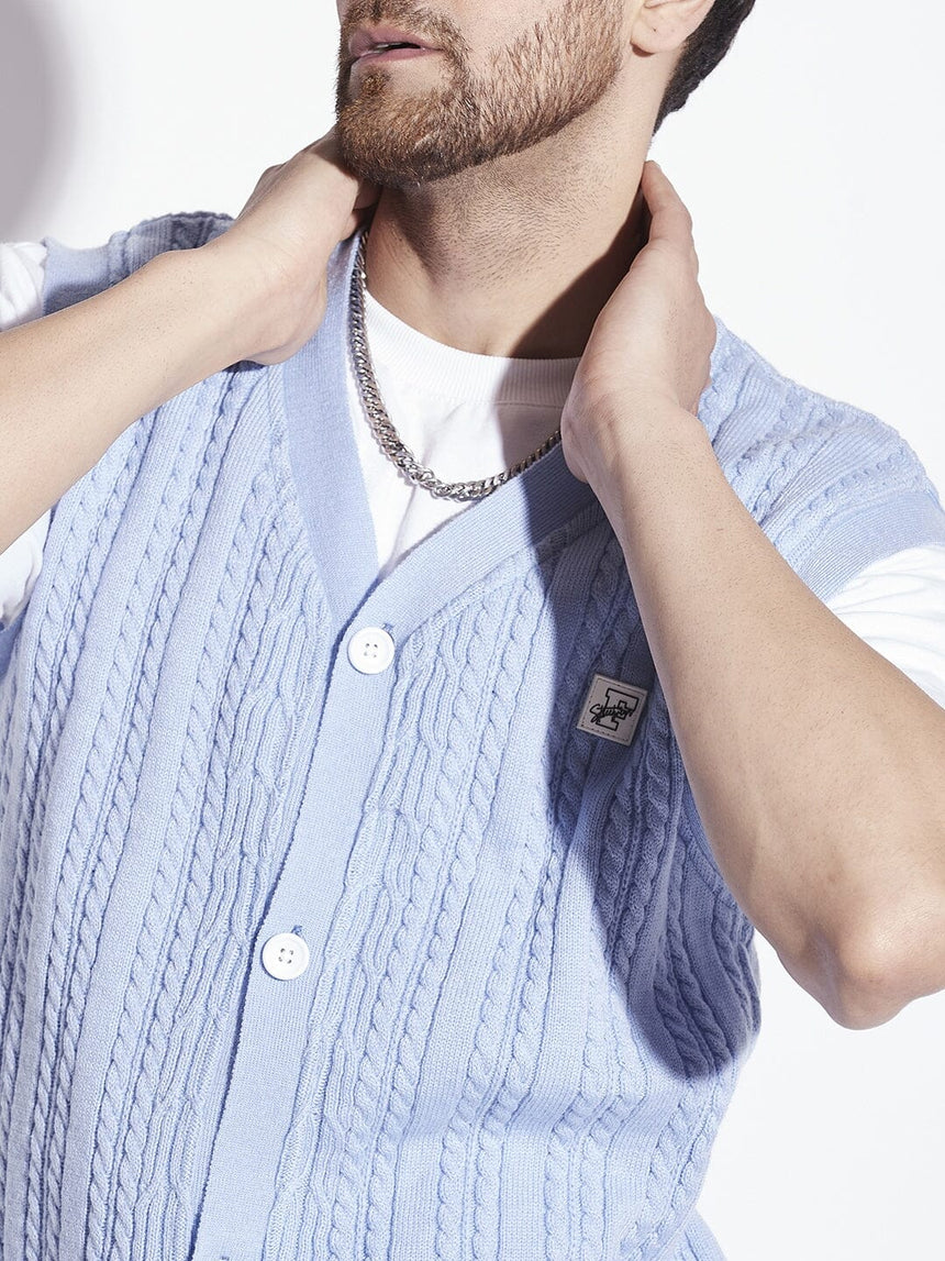 Sky Sleeveless Knitted Cardigan