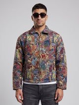 Abstract Tapestry Cropped Harrington Jacket Jackets Fugazee 