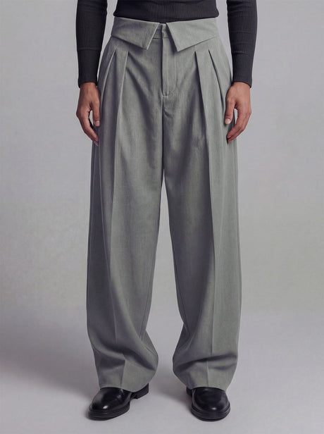 Grey Inverted Waist Tailored Trousers Trousers Fugazee 