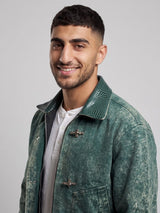 Green Grunge Fireman Clasp Denim Jacket Jackets Fugazee 