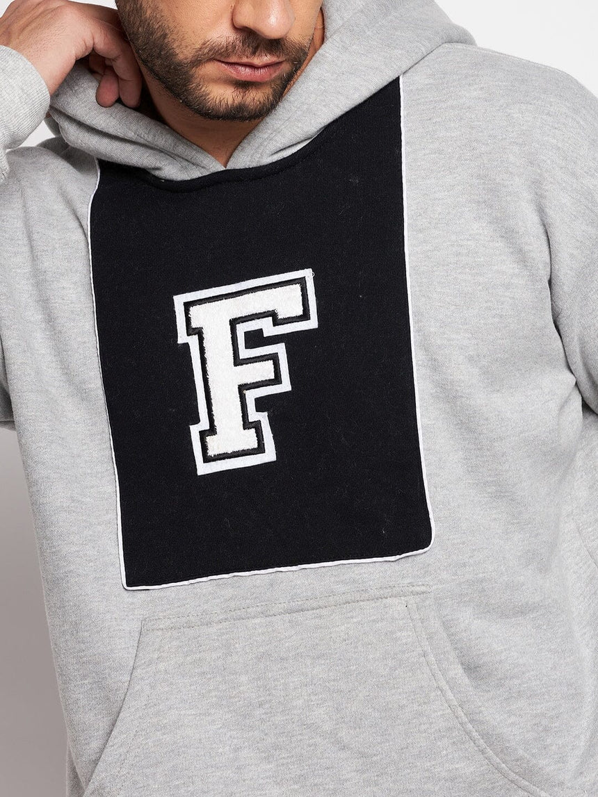 Grey Fleece Varsity Oversized Hooded Sweatshirt Sweatshirts Fugazee 