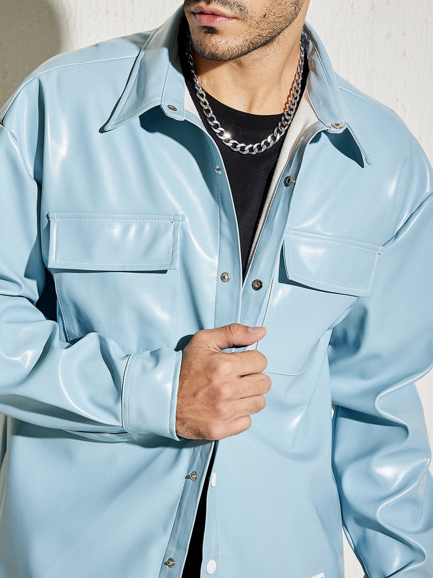 Ice Blue Pu Overshirt Shirts Fugazee 