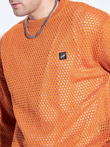 Orange See Through Oversized Knitted Sweater Sweaters Fugazee 