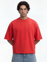 Hibiscus Red Washed Boxy Oversized Tshirt T-Shirts Fugazee 