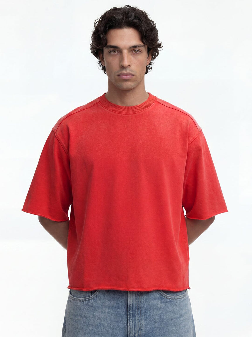 Hibiscus Red Washed Boxy Oversized Tshirt T-Shirts Fugazee 