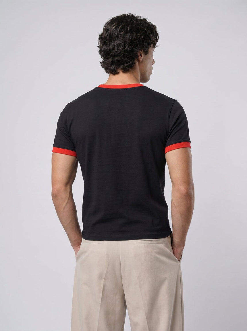 Black Cropped Ringer Tshirt T-Shirts Fugazee 