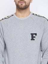 Grey Oversized Camo Taped Sweatshirt Sweatshirts Fugazee 