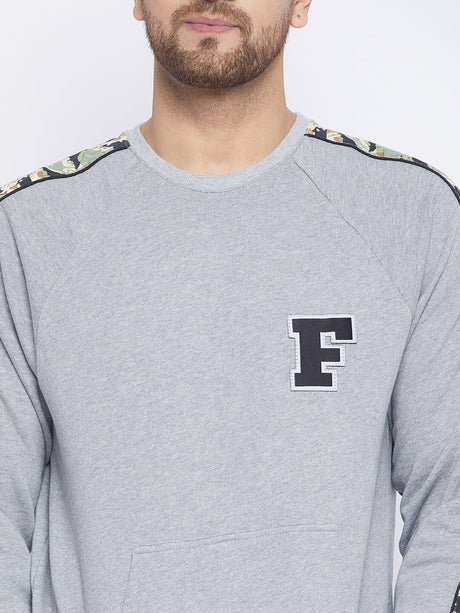 Grey Oversized Camo Taped Sweatshirt Sweatshirts Fugazee 