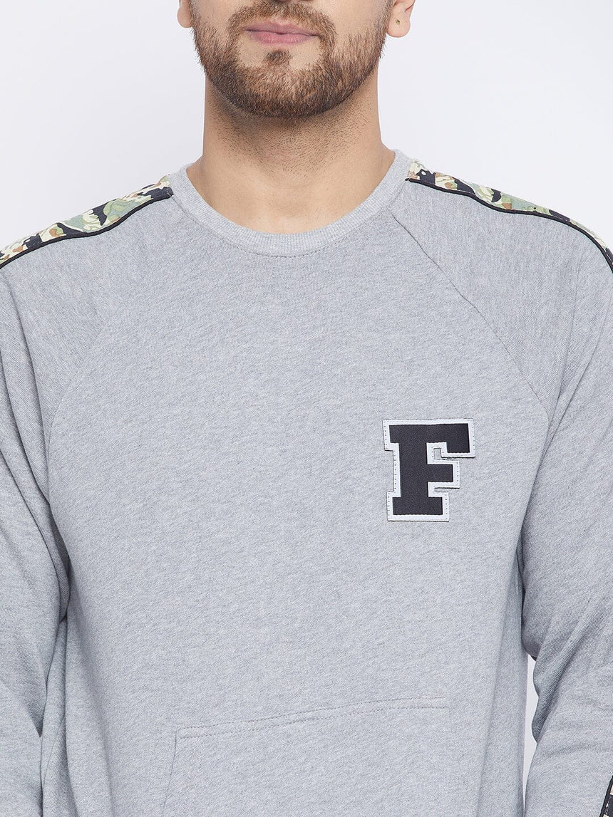Grey Oversized Camo Taped Sweatshirt Sweatshirts Fugazee 