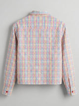 Rainbow Checkered Seersucker Cropped Shirt Shirts Fugazee 