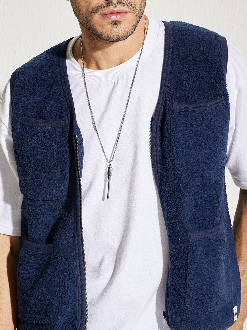 Navy Fleece Zipped Gilet Jackets Fugazee 