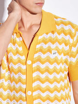 Yellow Wavy Knitted Shirt Shirts Fugazee 