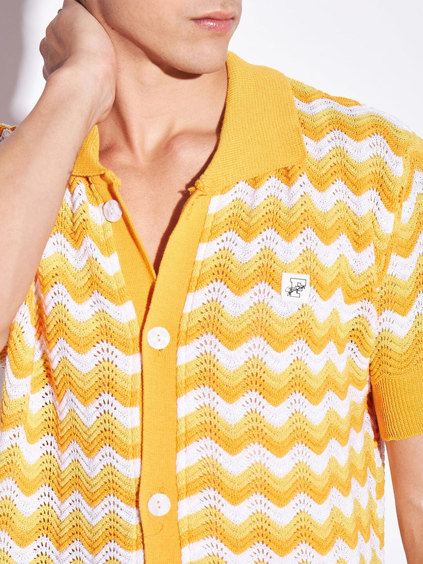 Yellow Wavy Knitted Shirt