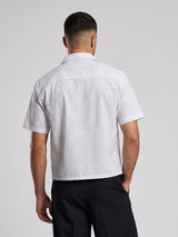 White Grid Checks Frog Knot Cropped Shirt Shirts Fugazee 