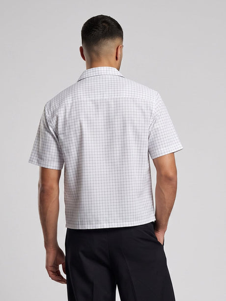 White Grid Checks Frog Knot Cropped Shirt Shirts Fugazee 