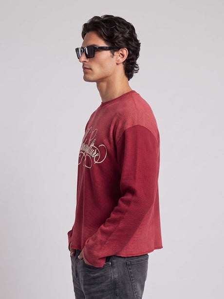 Amber Washed Graphic Waffle Longsleeve Tshirt T-Shirts Fugazee 