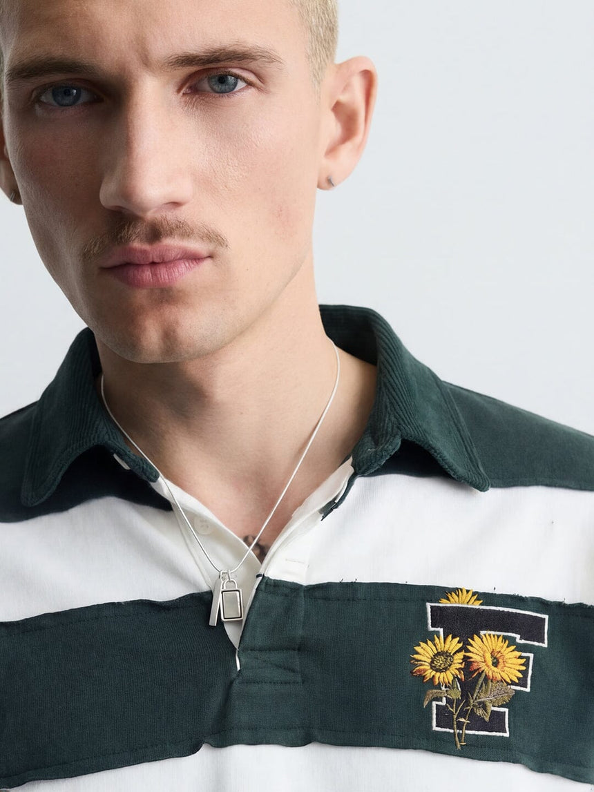 Bottle Green And White Monogram Rugby Sweatshirt Sweatshirts Fugazee 