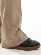 Beige High waisted Bell Bottom Trousers Trousers Fugazee 