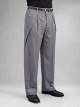 Grey Striped Pleated Korean Pants Trousers Fugazee 