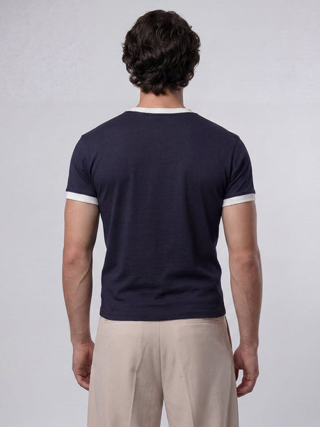 Navy Cropped Ringer Tshirt T-Shirts Fugazee 