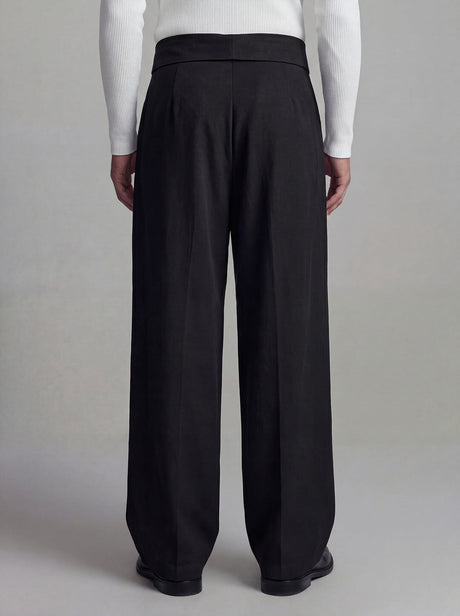 Black Inverted Waist Tailored Trousers Trousers Fugazee 