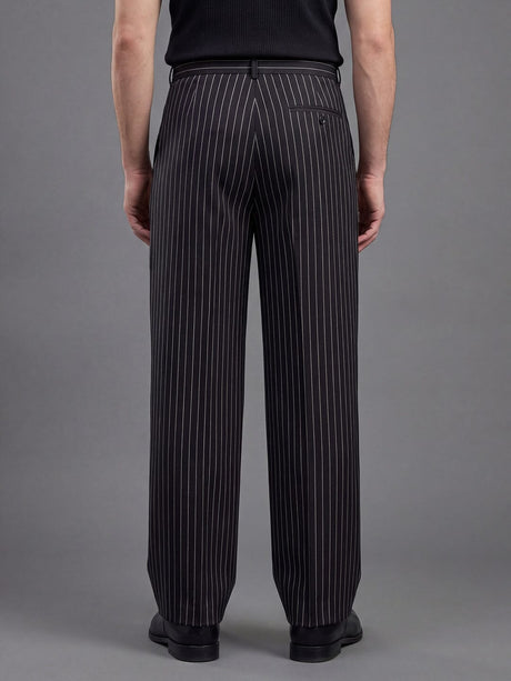 Black striped pleated Korean pants Trousers Fugazee 
