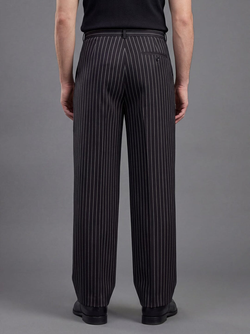 Black striped pleated Korean pants Trousers Fugazee 