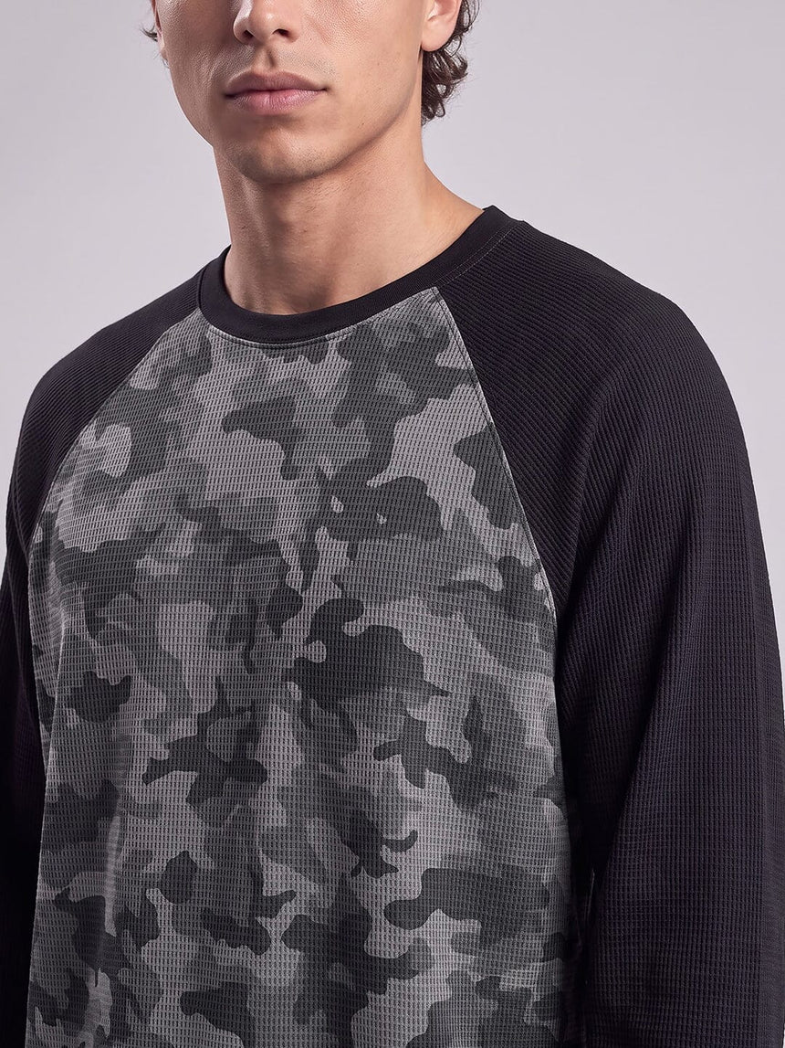 Grey Camo Raglan Waffle Longsleeves Tshirt T-Shirts Fugazee 