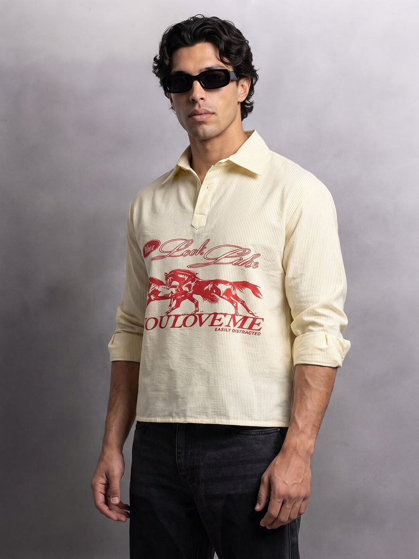 Butter Striped Quarter Cropped Shirt Shirts Fugazee 